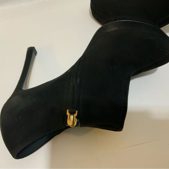 Yves Saint Laurent Paris Black Suede zip Booties Size 37.5 - Picture 11 of 16